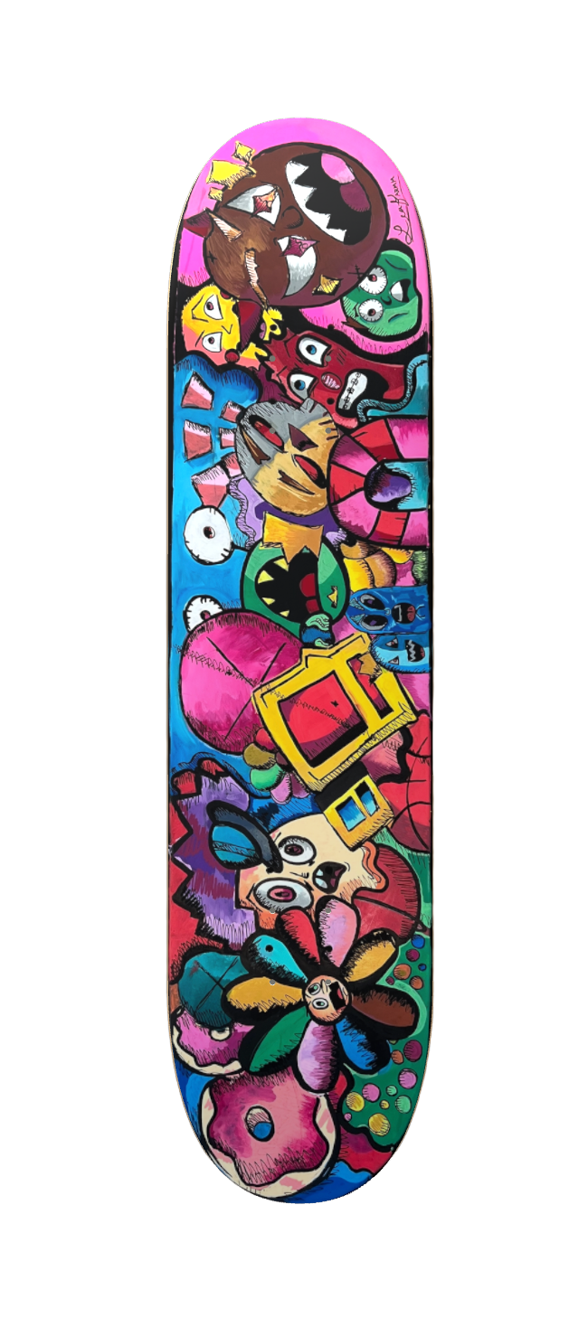 Original | 1/1 Hand-Painted Skateboard Deck by Leaf – 7.62" x 31.5" | Original Art on 7-Ply Canadian Maple